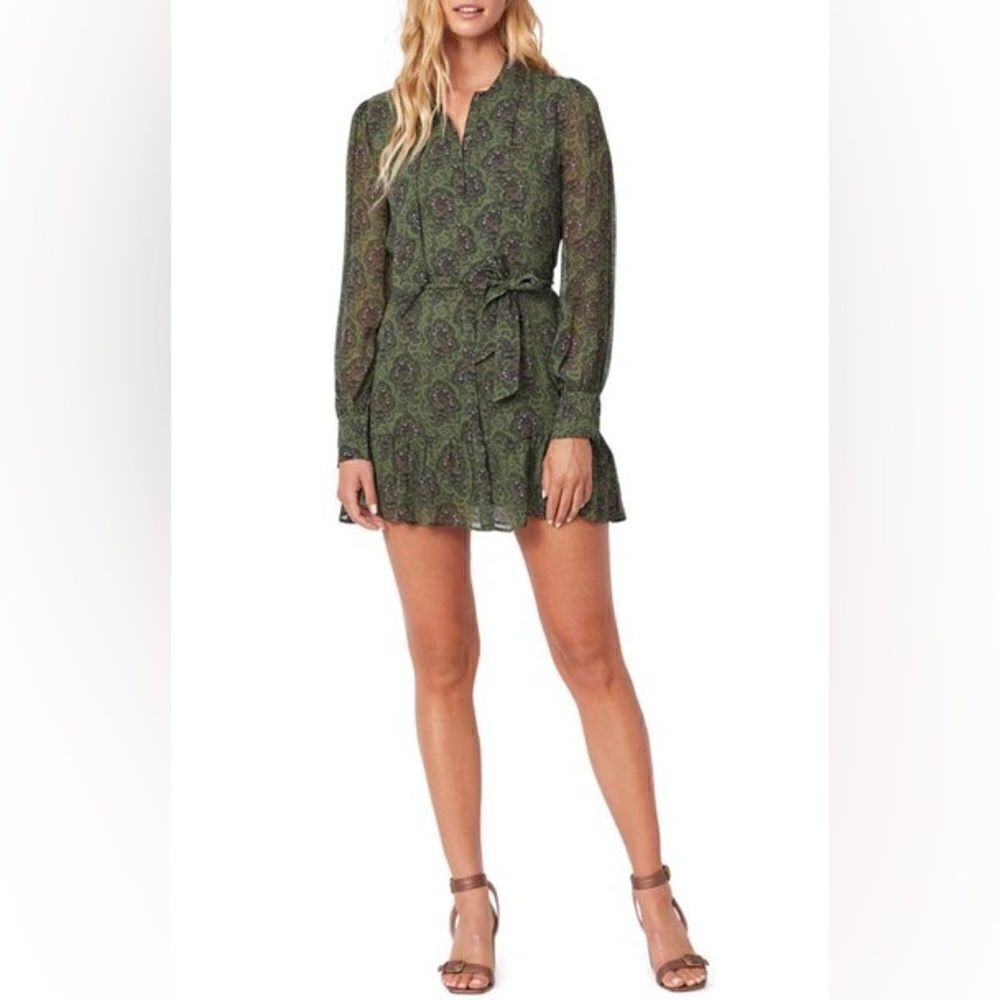Paige Vittoria Mini Multi Green Dress Long Sleeve Army Size XL - Picture 9 of 17
